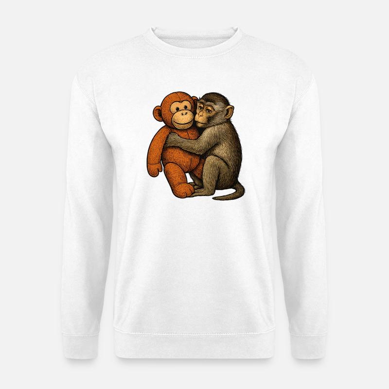 Monkey Hug: Monkey Friendship - Unisex Sweatshirt - white