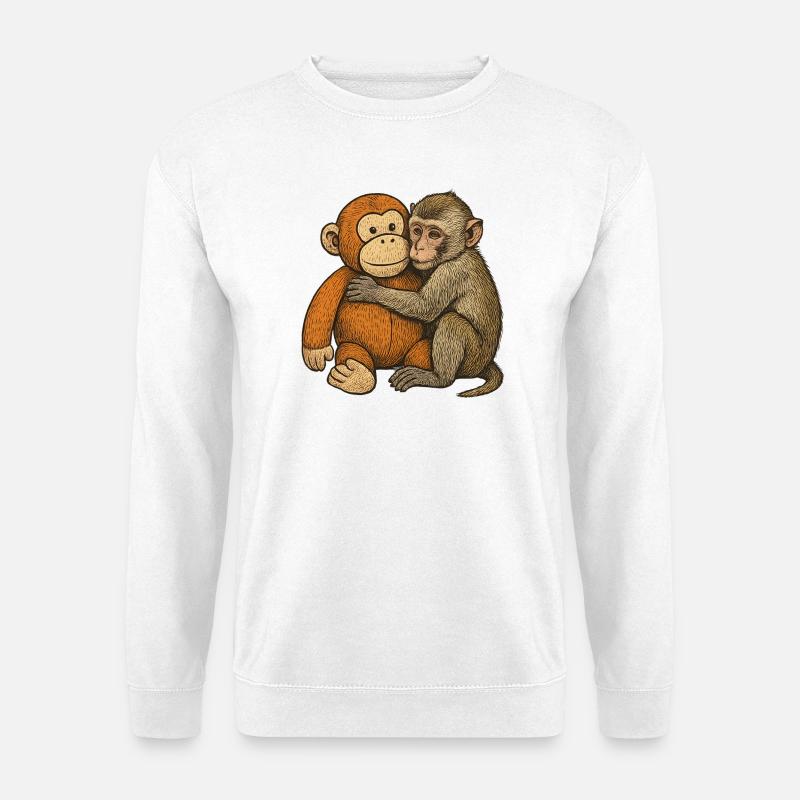 Umarmte Affenfreundschaft - Unisex Pullover - Weiß