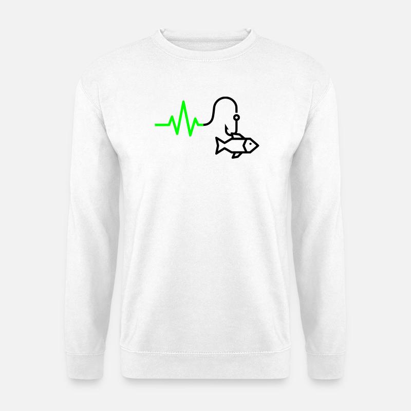 EKG Puls Angelhaken Outline - Unisex Pullover - Weiß