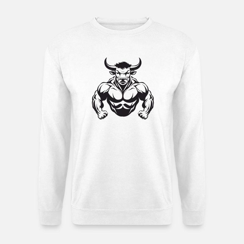 Bulle Muskeln Stier - Unisex Pullover - Weiß