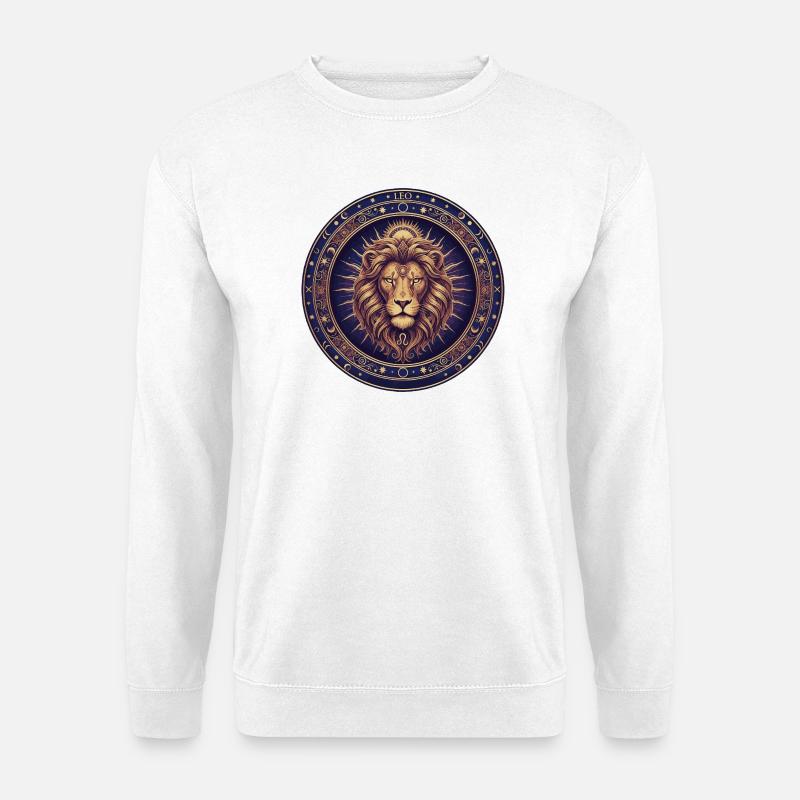 Löwe im Sternzeichen Kreis - Unisex Pullover - Weiß