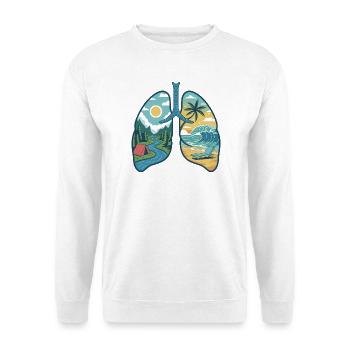  Lunge Natur Berge Wald Fluss Strand Meer Wellen - Unisex Pullover - Weiß - Vorne