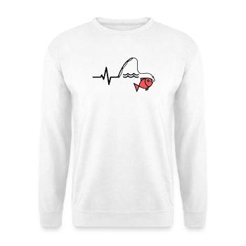 Silhouette du poisson à canne à pêche ECG - Sweat-shirt Unisexe - blanc - Devant