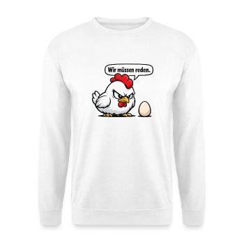 On doit parler du cadeau d’humour de poule - Sweat-shirt Unisexe - blanc - Devant