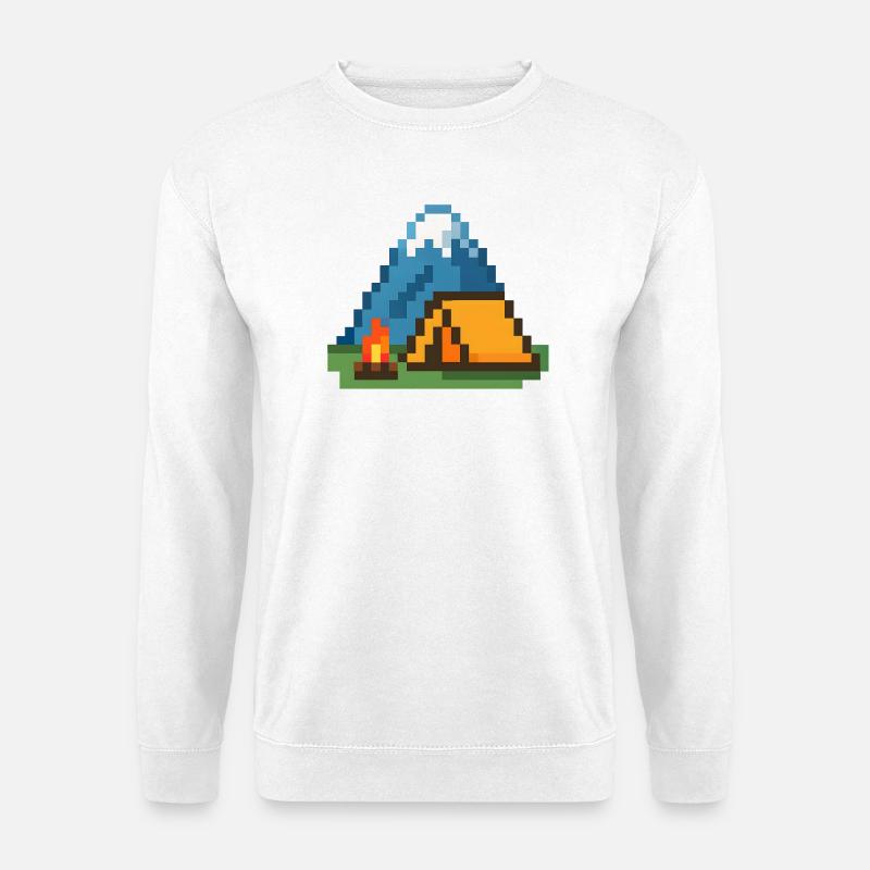 Pixel Campfire at the Mountain Tent - Unisex Sweatshirt - white
