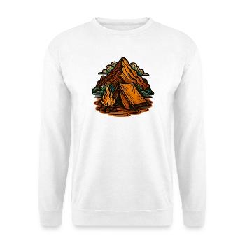 Feuer, Zelt und Berglandschaft - Unisex Pullover - Weiß - Vorne