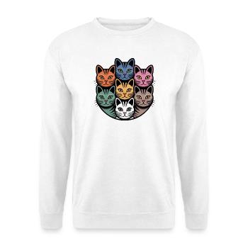 Multi-coloured cat round colourful cats - Unisex Sweatshirt - white - Front