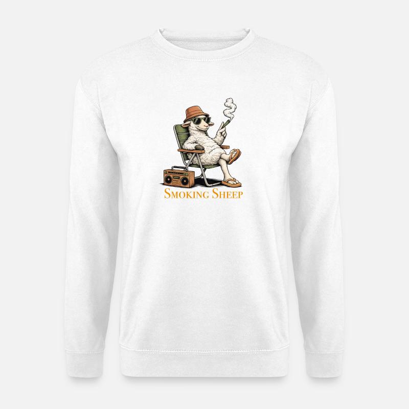 Rauchendes Schaf im Chill-Modus - Unisex Pullover - Weiß