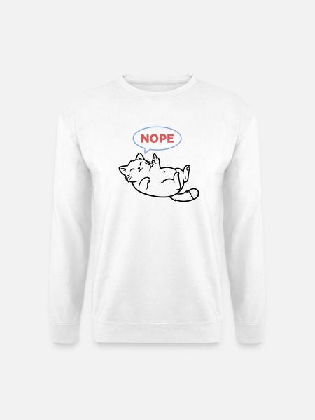 Laughing Cat Nope Middle Finger - Unisex Sweatshirt - white