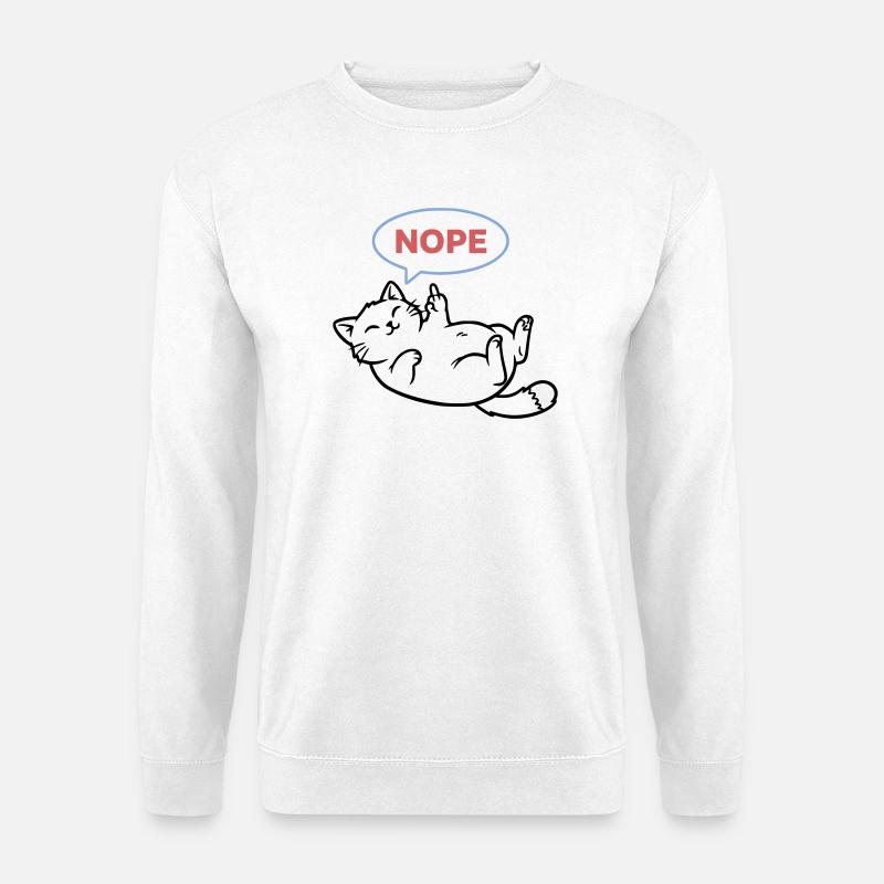 Laughing Cat Nope Middle Finger - Unisex Sweatshirt - white