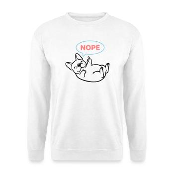 Frenchie Hund Nope Comic Bunt - Unisex Pullover - Weiß - Vorne