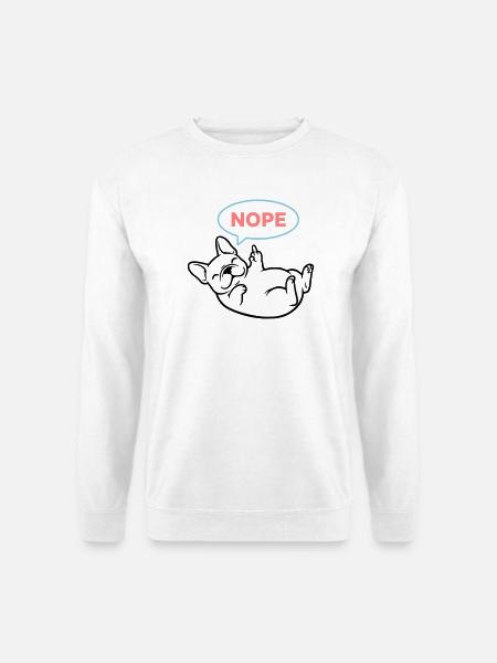 Frenchie Hund Nope Comic Bunt - Unisex Pullover - Weiß