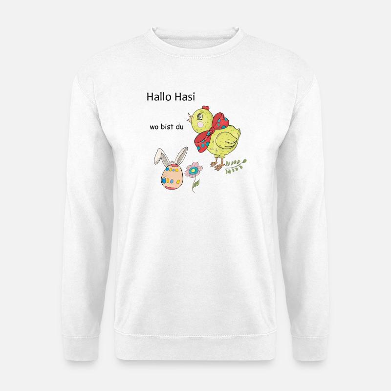 Osterhuhn mit Schleife - Unisex Pullover - Weiß