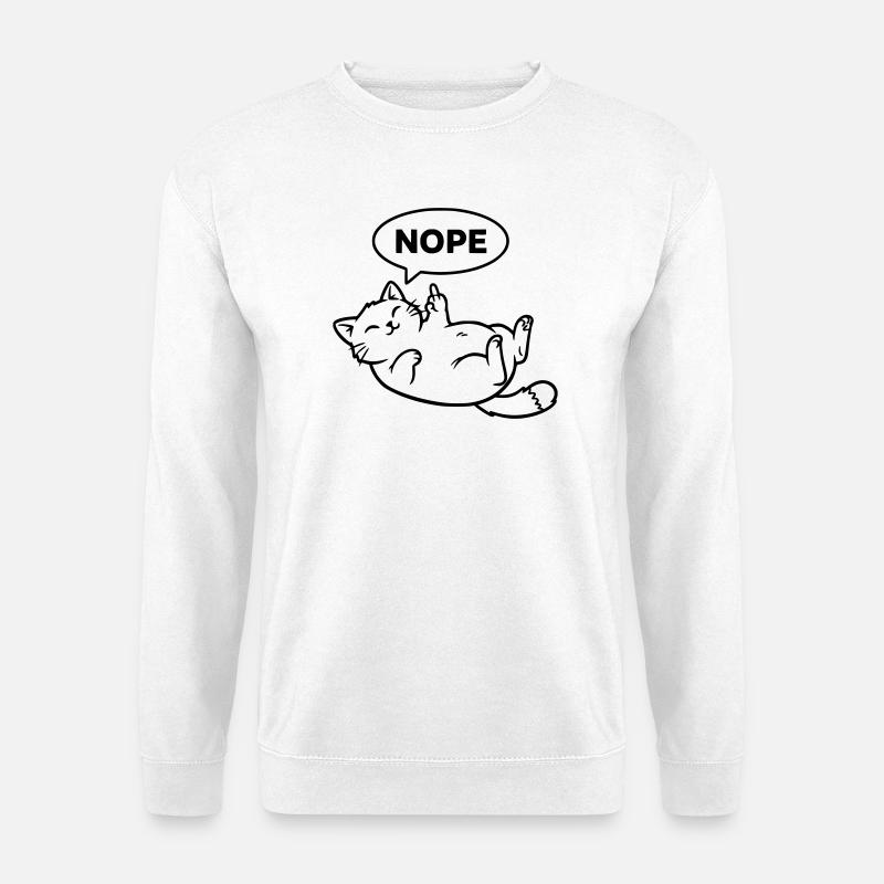 Katze Lachend Nope Outline - Unisex Pullover - Weiß