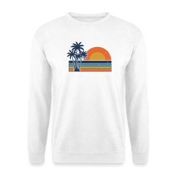 Retro Sonnenuntergangs-Palmen Sommerstrand - Unisex Pullover - Weiß - Vorne