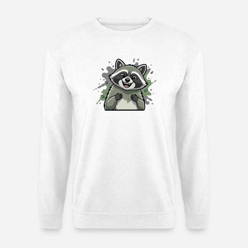 Lachender Waschbär Cartoon - Unisex Pullover - Weiß