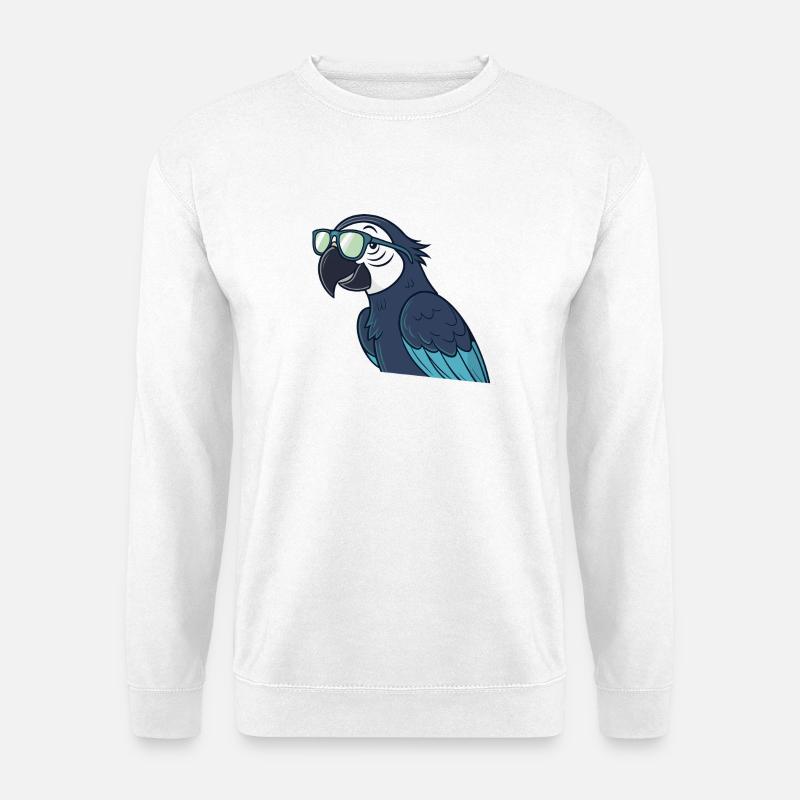 Papagei, stylische grüne Brille - Unisex Pullover - Weiß