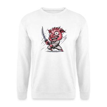 Truie en karaté avec le katana - Sweat-shirt Unisexe - blanc - Devant