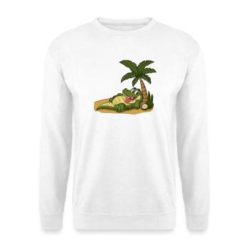 Krokodil am Palmenstrand - Unisex Pullover - Weiß - Vorne