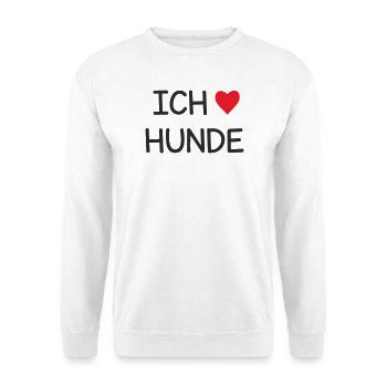 Ich ❤️ Hunde – Süßes Hundeliebe Textdesign - Unisex Pullover - Weiß - Vorne