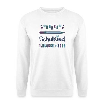 Hurra Schulkind – Einschulung 2026 Klasse 1 - Unisex Pullover - Weiß - Vorne