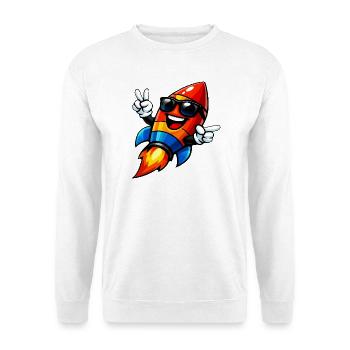 Fröhliche Rocket mit Sonnenbrille - Unisex Pullover - Weiß - Vorne