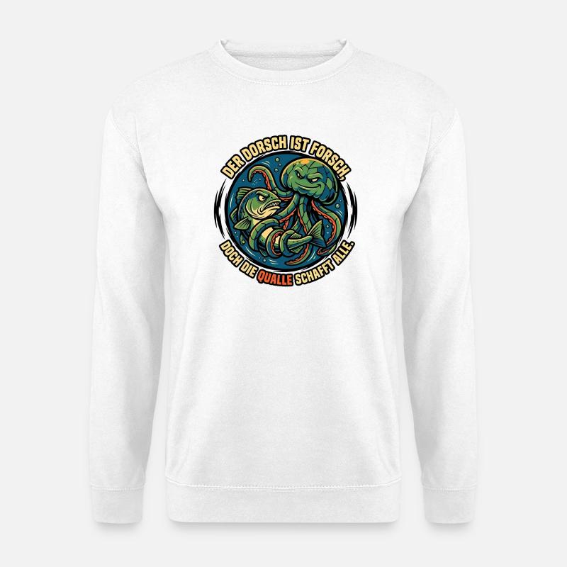 Cod and jellyfish underwater duel - Unisex Sweatshirt - white