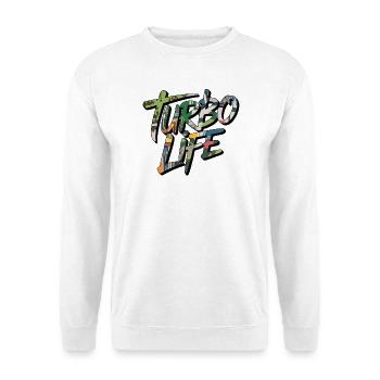Lettrage Turbo Life avec réglage du motif camouflage - Sweat-shirt Unisexe - blanc - Devant