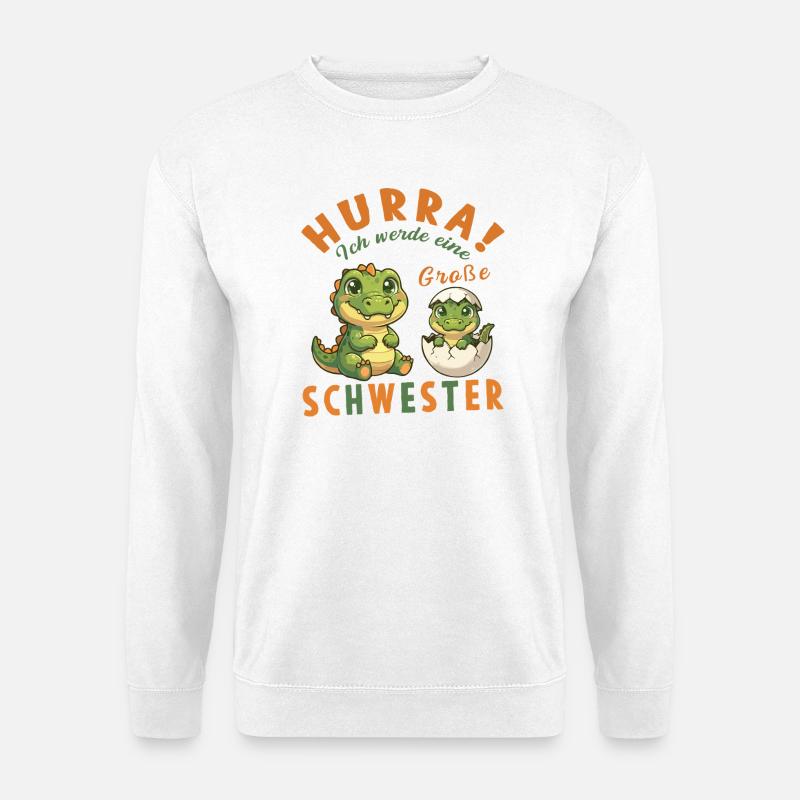 Große Schwester Dino Nachwuchs Hurra - Unisex Pullover - Weiß