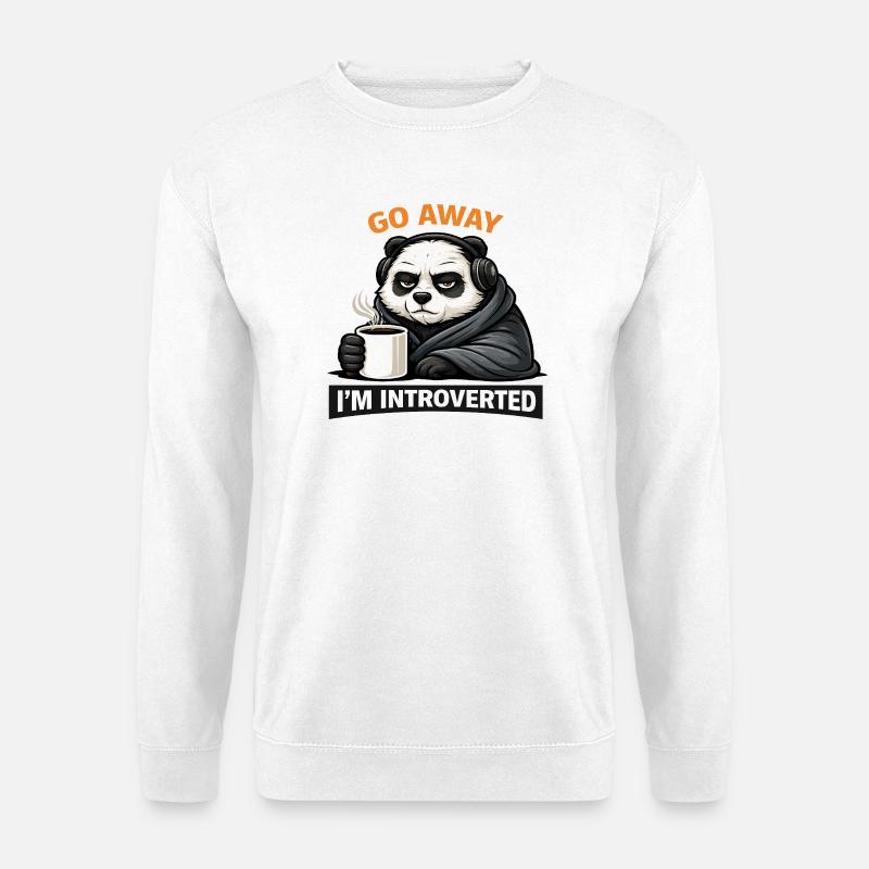 Introvertierter Panda Kaffee-Tee - Unisex Pullover - Weiß