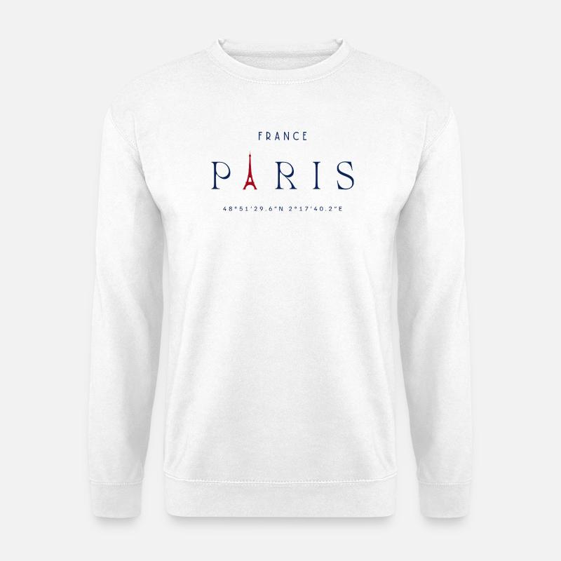 Pariser Blauer Eiffelturm Rot - Unisex Pullover - Weiß
