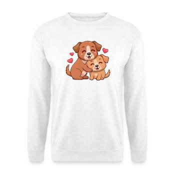 Zwei Welpen Kuschelherz Illustration - Unisex Pullover - Weiß - Vorne