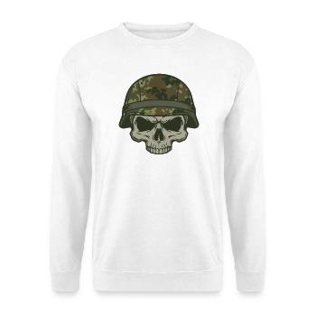 Schädel Flecktarn Camouflage Helm oliv grün Motiv - Unisex Pullover - Weiß - Vorne