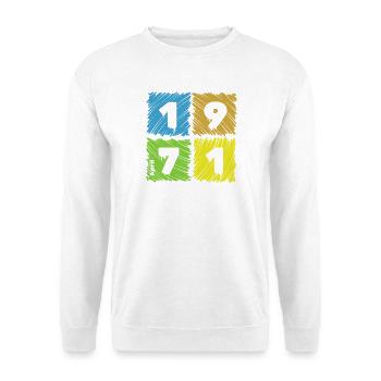 55. Geburtstag Farbige Patches since 04/1971 - Unisex Sweatshirt - white - Front