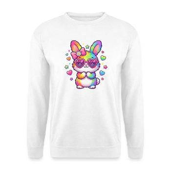 Pâques Mignon, un lapin arc-en-ciel coloré - Sweat-shirt Unisexe - blanc - Devant