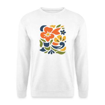 Abstraktes Blumen Muster Illustration  - Unisex Pullover - Weiß - Vorne