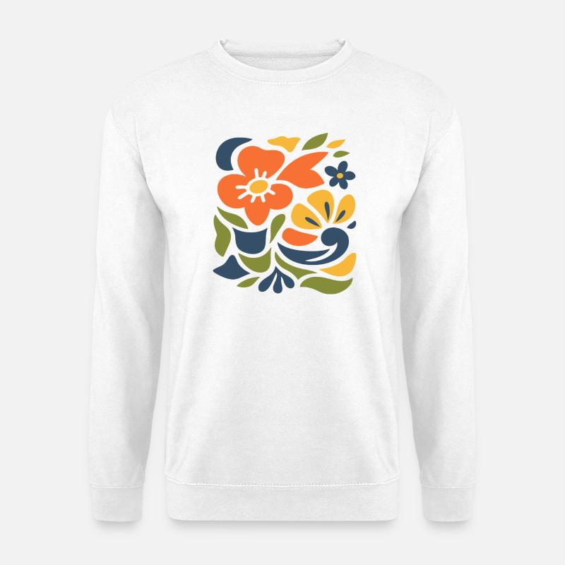 Abstraktes Blumen Muster Illustration  - Unisex Pullover - Weiß