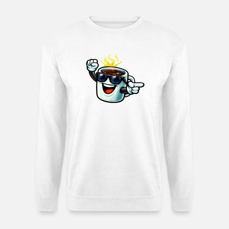 Coffee mug with sunglasses - Unisex Sweatshirt - white