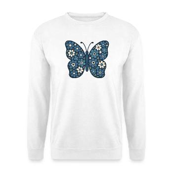 Fleurs Bleues Papillon Floral - Sweat-shirt Unisexe - blanc - Devant