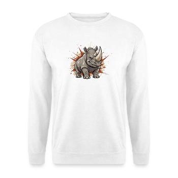 Powerful Rhino Cartoon - Unisex Sweatshirt - white - Front