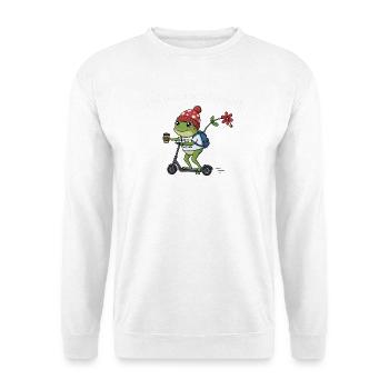 Frosch auf Tour Kaffeeabenteuer - Unisex Pullover - Weiß - Vorne