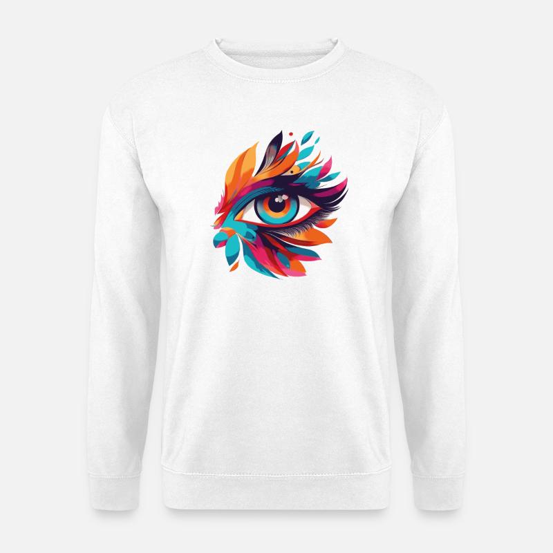 Farbenauge Blattfeuer Muster - Unisex Pullover - Weiß