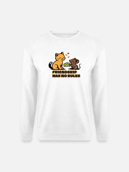 Freundschaft Ohne Regeln Katze Maus - Unisex Pullover - Weiß