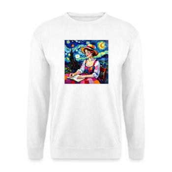 Nächtliche Patchworkschrift - Unisex Pullover - Weiß - Vorne