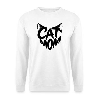 Cat Mom, Katzenmama Herz Typo mit Katzenohren - Unisex Pullover - Weiß - Vorne