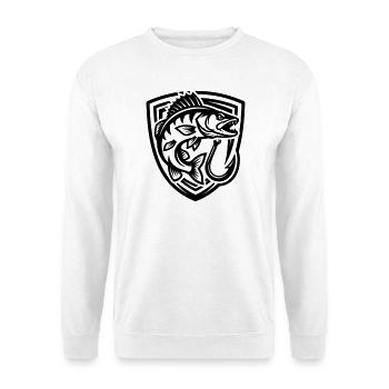 Hecht Fisch Angeln Wappen - Unisex Pullover - Weiß - Vorne