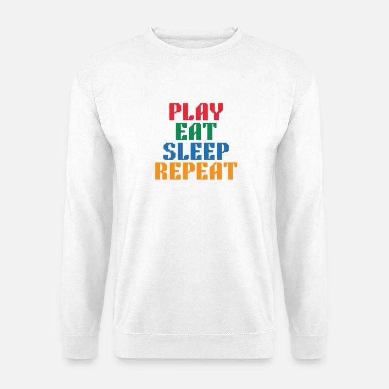 Jouez Manger Sommeil Répéter le Pixel - Sweat-shirt Unisexe - blanc