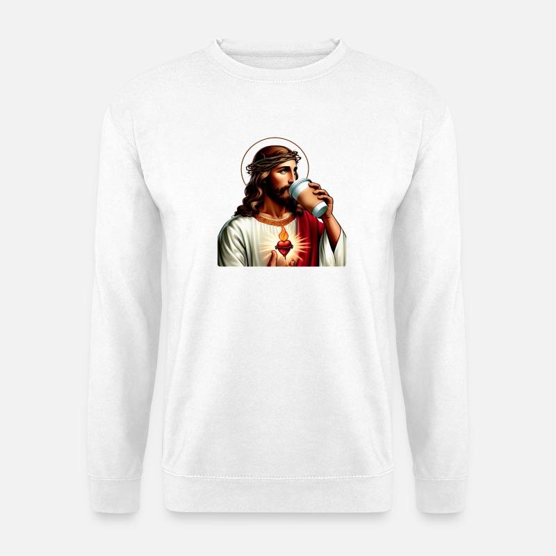 Sacred Heart Moderner Kaffee - Unisex Pullover - Weiß