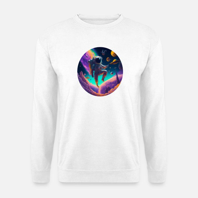 Astronaut im bunten Kosmos - Unisex Pullover - Weiß