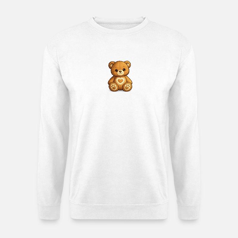 Kuschelteddy mit Herzmotiv - Unisex Pullover - Weiß
